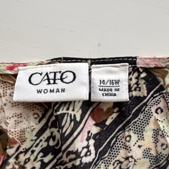 Cato Tunic Top Brown Boho Floral Crinkle Stretch Embellished VNeck - Picture 9 of 11